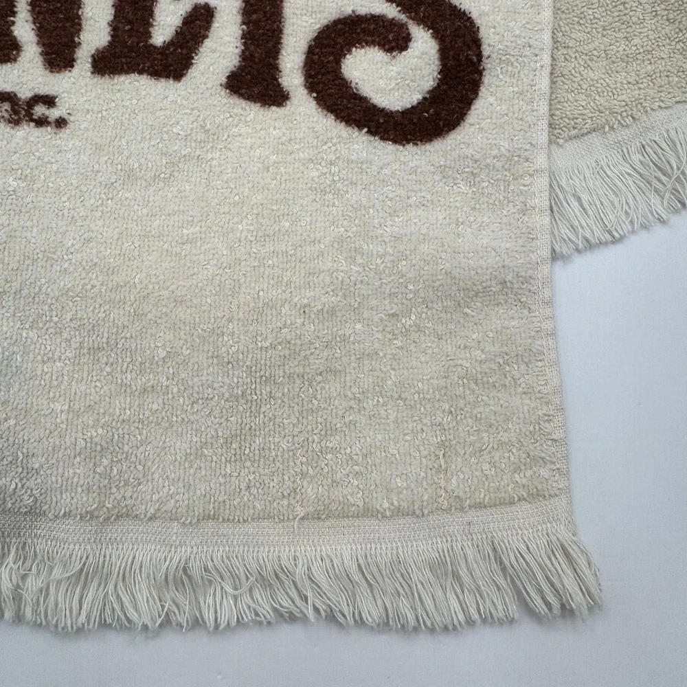Shoney's Golf Towel Cream Brown Vintage Fringed Logo Restaurant Promo
